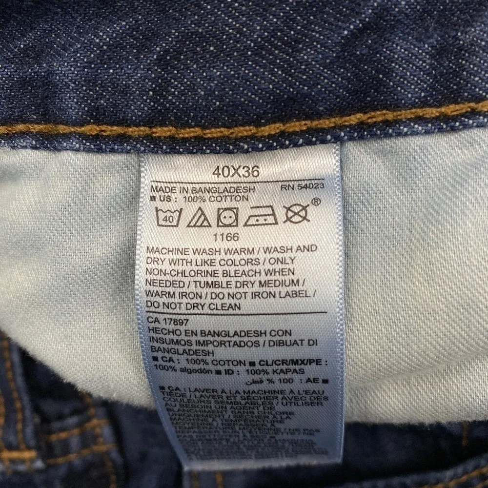 Old Navy Straight Leg Distressed Raw Hem Men's size 40x36 Dark‎ Blue Denim Jean